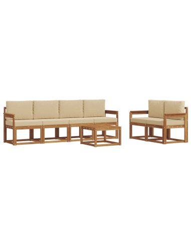 Set di divani da esterno con cuscino 7 pcs Naturale e Beige