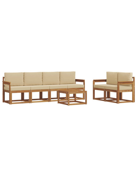 Set di divani da esterno con cuscino 7 pcs Naturale e Beige