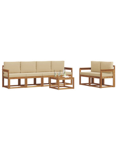 Set di divani da esterno con cuscino 7 pcs Naturale e Beige
