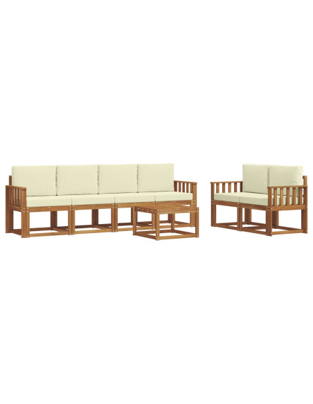 Set di divani da esterno con cuscino 7 pcs Naturale e Crema