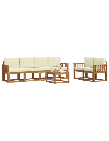 Set di divani da esterno con cuscino 7 pcs Naturale e Crema
