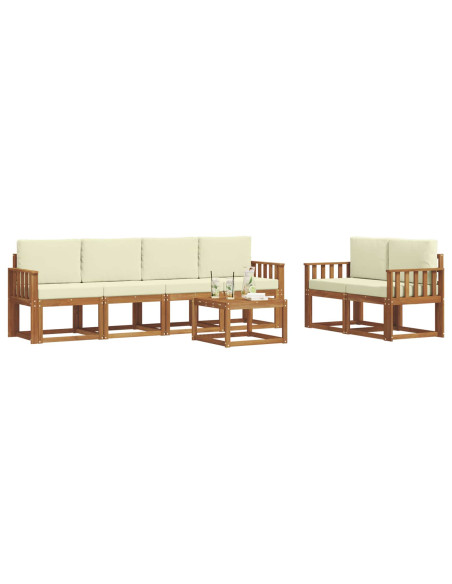 Set di divani da esterno con cuscino 7 pcs Naturale e Crema