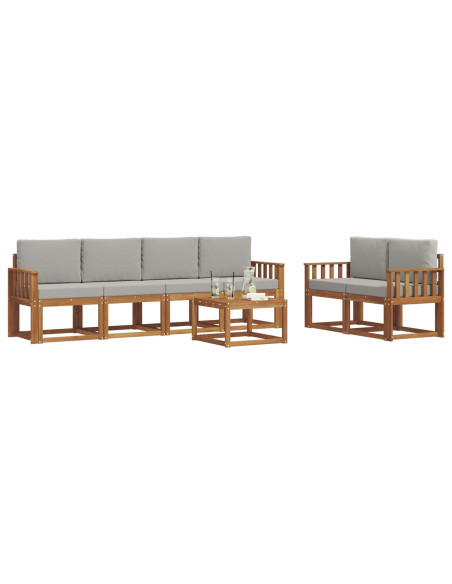 Set di divani da esterno 7 pcs Grigio Naturale e Chiaro