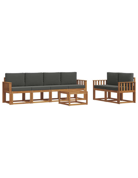 Set di divani da esterno con cuscino 7 pcs Naturale e Antracite