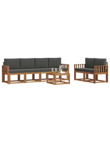 Set di divani da esterno con cuscino 7 pcs Naturale e Antracite