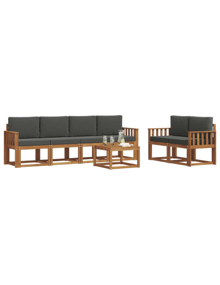 Set di divani da esterno con cuscino 7 pcs Naturale e Antracite
