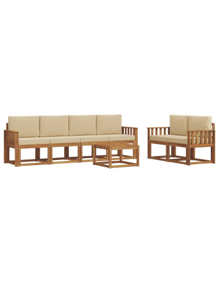 Set di divani da esterno con cuscino 7 pcs Naturale e Beige