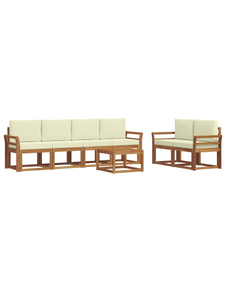 Set di divani da esterno con cuscino 7 pcs Naturale e Crema