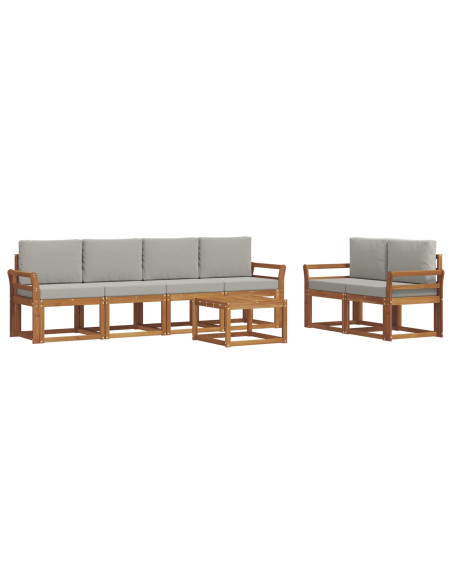 Set di divani da esterno 7 pcs Grigio Naturale e Chiaro