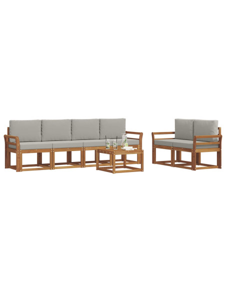 Set di divani da esterno 7 pcs Grigio Naturale e Chiaro