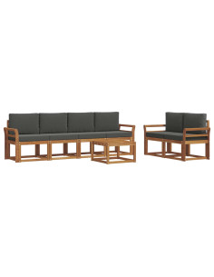 Set di divani da esterno con cuscino 7 pcs Naturale e Antracite 2