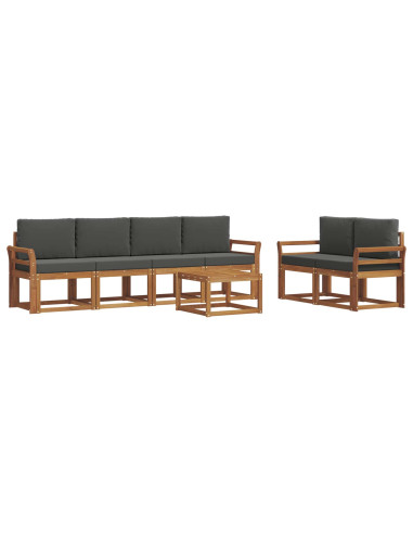 Set di divani da esterno con cuscino 7 pcs Naturale e Antracite