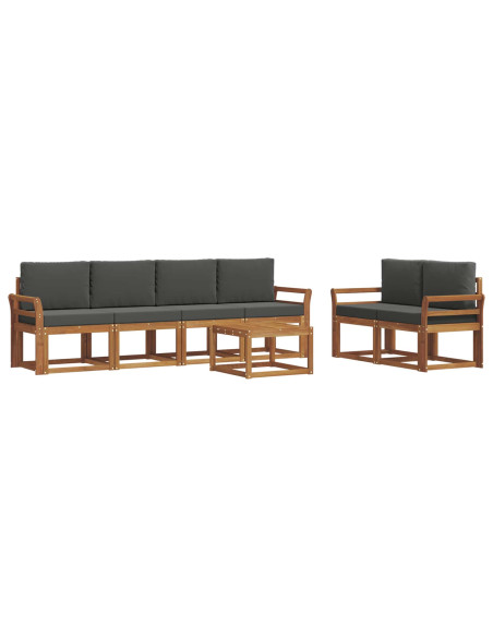 Set di divani da esterno con cuscino 7 pcs Naturale e Antracite