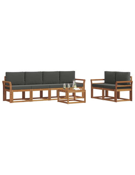 Set di divani da esterno con cuscino 7 pcs Naturale e Antracite