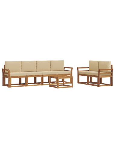 Set di divani da esterno con cuscino 7 pcs Naturale e Beige