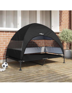 Letto per Cani Elevato Nero 127 x 81 x 108 cm Tessuto e acciaio
