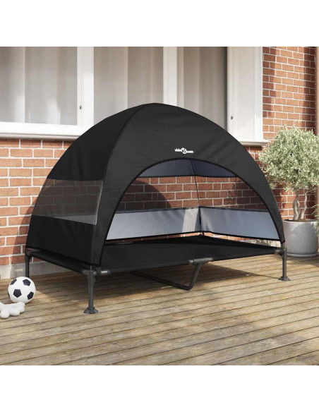 Letto per Cani Elevato Nero 127 x 81 x 108 cm Tessuto e acciaio