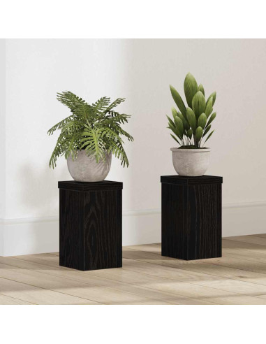 Supporto per piante 2 pcs Rovere Nero 10 x 10 x 18 cm