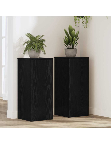 Supporto per piante 2 pcs Rovere Nero 30 x 30 x 70 cm
