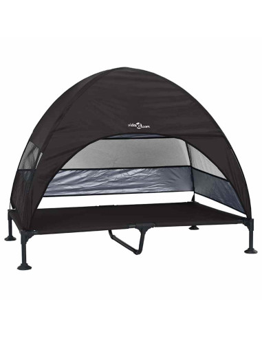 Letto per Cani Elevato Nero 127 x 81 x 108 cm Tessuto e acciaio