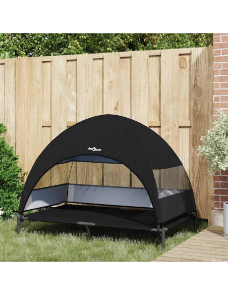 Letto per Cani Elevato Nero 127 x 81 x 108 cm Tessuto e acciaio
