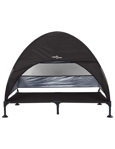 Letto per Cani Elevato Nero 127 x 81 x 108 cm Tessuto e acciaio