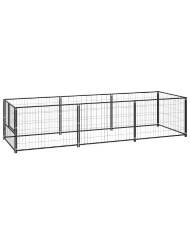 Gabbia per Cani Nera 300x100x70 cm in Acciaio