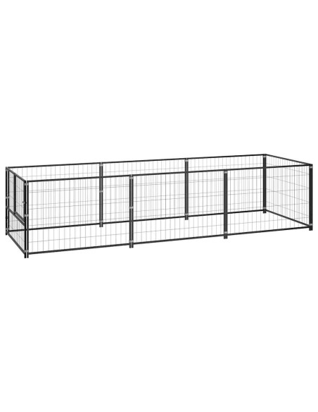 Gabbia per Cani Nera 300x100x70 cm in Acciaio