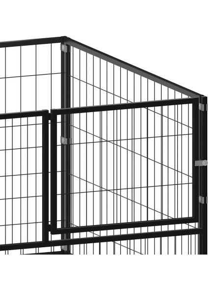 Gabbia per Cani Nera 300x100x70 cm in Acciaio