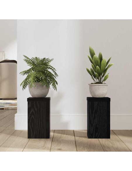 Supporto per piante 2 pcs Rovere Nero 10 x 10 x 18 cm