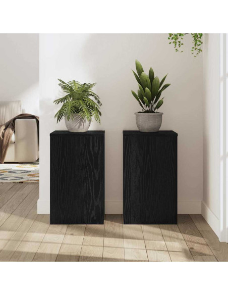 Supporto per piante 2 pcs Rovere Nero 30 x 30 x 50 cm