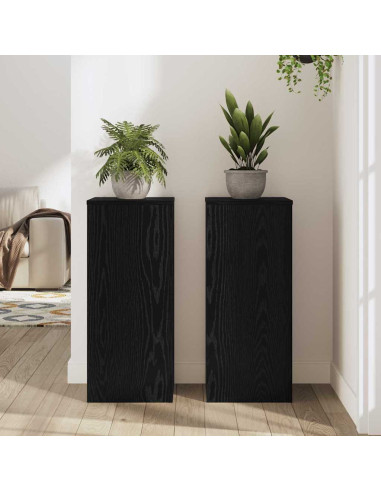 Supporto per piante 2 pcs Rovere Nero 30 x 30 x 70 cm
