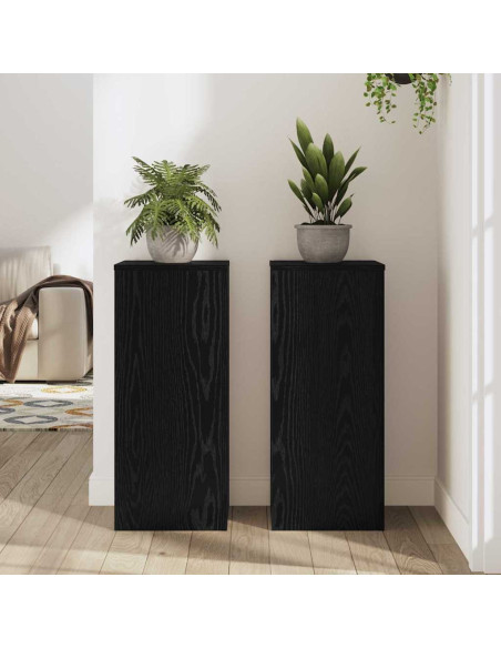 Supporto per piante 2 pcs Rovere Nero 30 x 30 x 70 cm