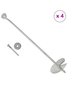 Ancora per Terra 4 pcs Argento Ø10 x 60 cm Metallo Galvanizzato 2