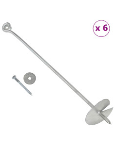 Ancora per Terra 6 pcs Argento Ø10 x 60 cm Metallo Galvanizzato 2