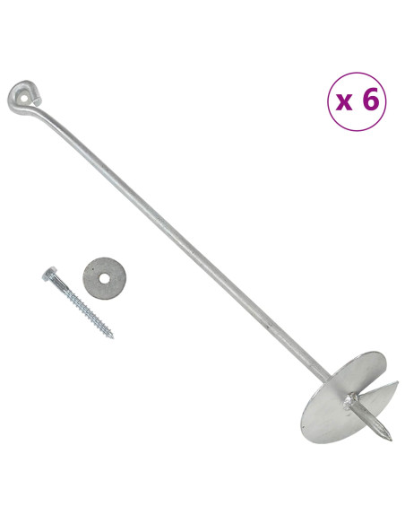 Ancora per Terra 6 pcs Argento Ø10 x 60 cm Metallo Galvanizzato