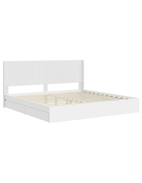 Struttura del letto con stoccaggio e testata Bianco