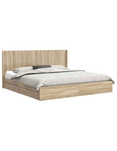 Struttura del letto con stoccaggio e testata Rovere Sonoma 2