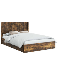 Struttura del letto con stoccaggio e testata Rovere Fumo 2