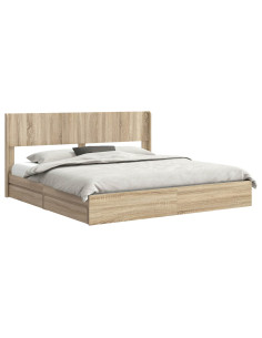 Struttura del letto con stoccaggio e testata Rovere Sonoma 2