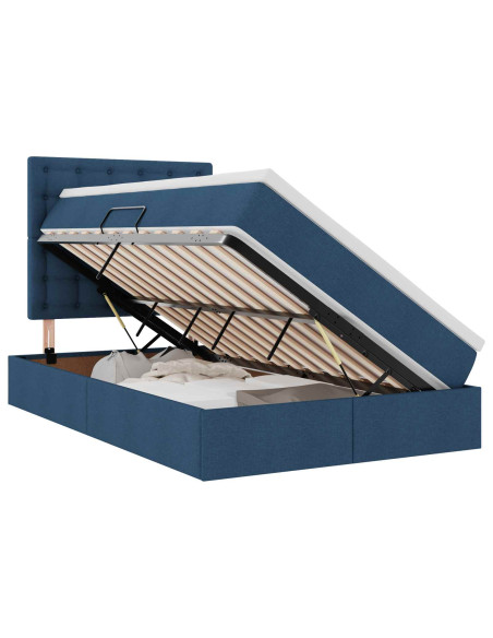 Letto con contenitore e materasso Blu 120 x 190 cm Tessuto