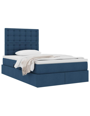 Letto con contenitore e materasso Blu 120 x 190 cm Tessuto