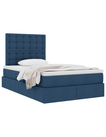 Letto con contenitore e materasso Blu 120 x 190 cm Tessuto