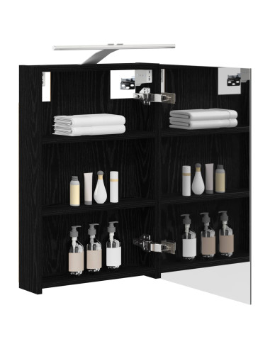 Mobiletto per specchio da bagno Rovere Nero 40 x 10,5 x 60,5 cm