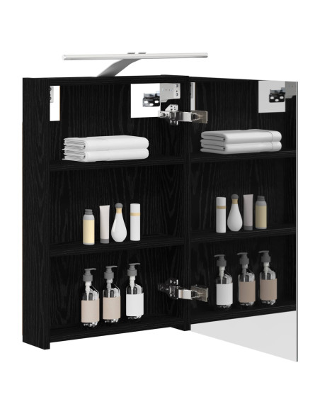 Mobiletto per specchio da bagno Rovere Nero 40 x 10,5 x 60,5 cm