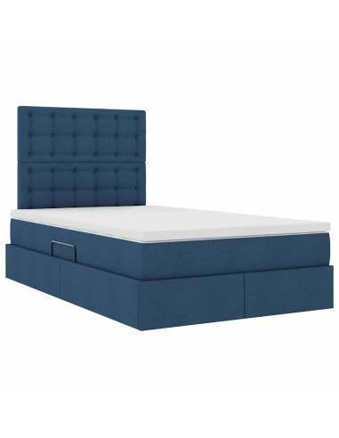 Letto con contenitore e materasso Blu 120 x 190 cm Tessuto
