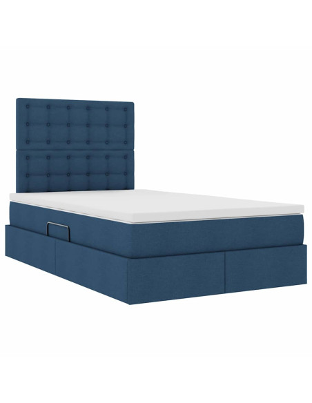 Letto con contenitore e materasso Blu 120 x 190 cm Tessuto