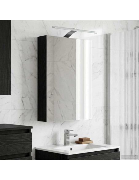 Mobiletto per specchio da bagno Rovere Nero 40 x 10,5 x 60,5 cm