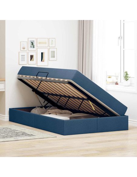 Letto con contenitore e materasso Blu 120 x 190 cm Poliestere
