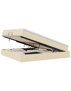 Letto con contenitore e materasso Crema 200 x 200 cm Poliestere 2